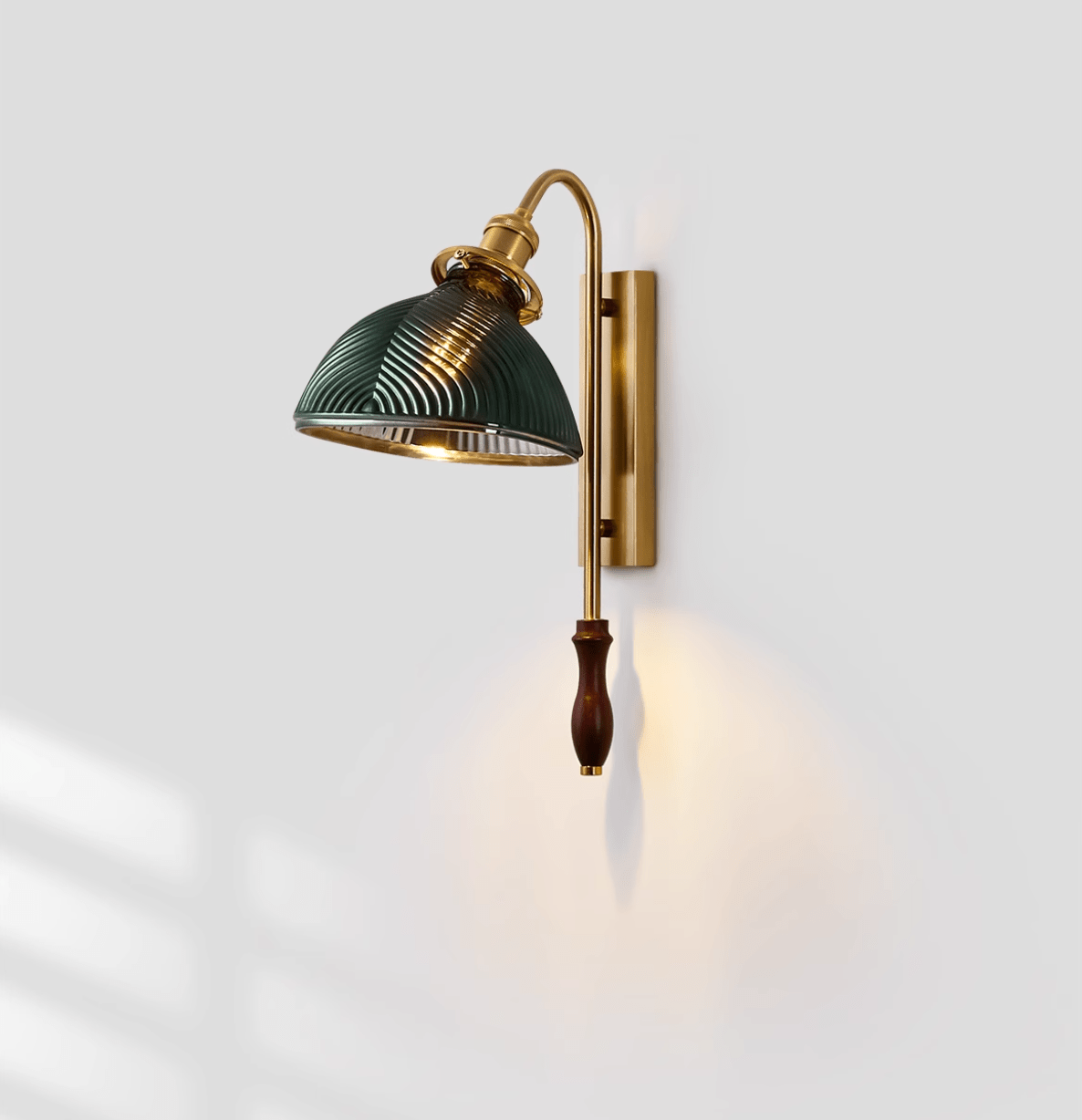 Alaric Fluted Glass Wall Sconce with Brass and Walnut Accents