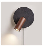 Alaric Wall Sconce in Black Travertine and Walnut Wood