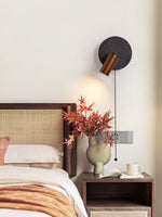 Alaric Wall Sconce in Black Travertine and Walnut Wood