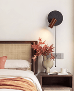 Alaric Wall Sconce in Black Travertine and Walnut Wood