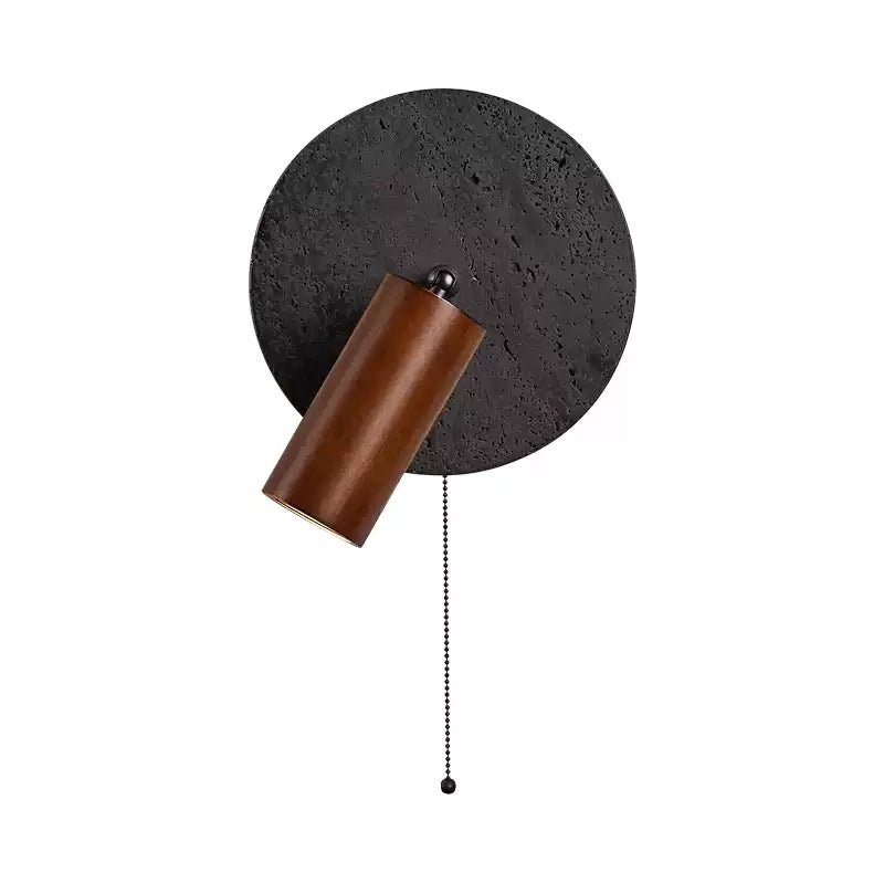 Alaric Wall Sconce in Black Travertine and Walnut Wood