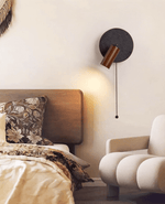 Alaric Wall Sconce in Black Travertine and Walnut Wood