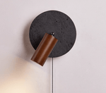 Alaric Wall Sconce in Black Travertine and Walnut Wood