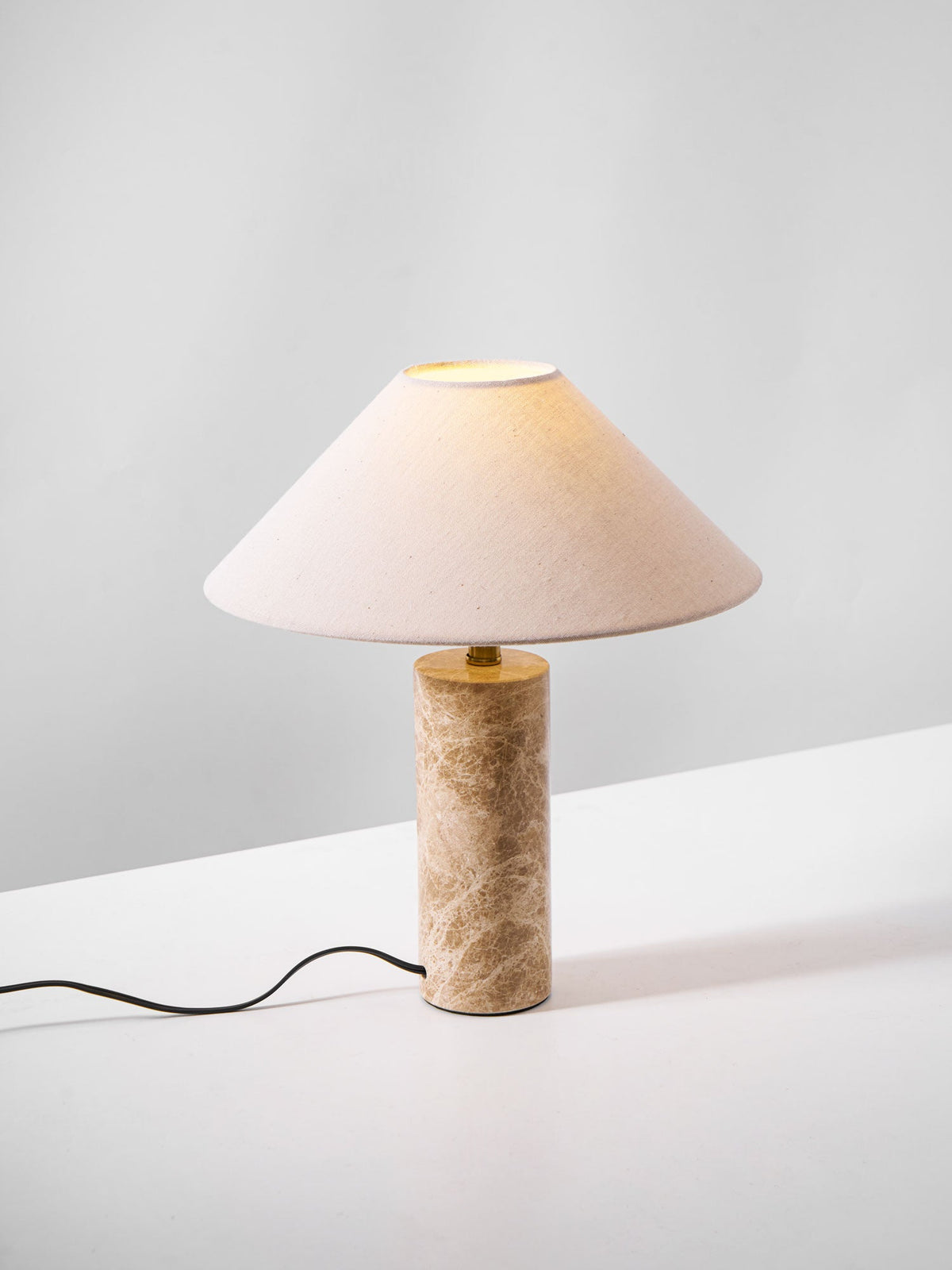 Alba Stone Table Lamp – Marble Base with Fabric Shade for Modern Interiors