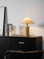 Alba Stone Table Lamp – Marble Base with Fabric Shade for Modern Interiors