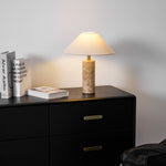 Alba Stone Table Lamp – Marble Base with Fabric Shade for Modern Interiors
