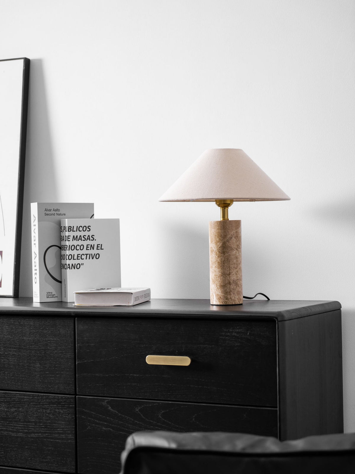 Alba Stone Table Lamp – Marble Base with Fabric Shade for Modern Interiors