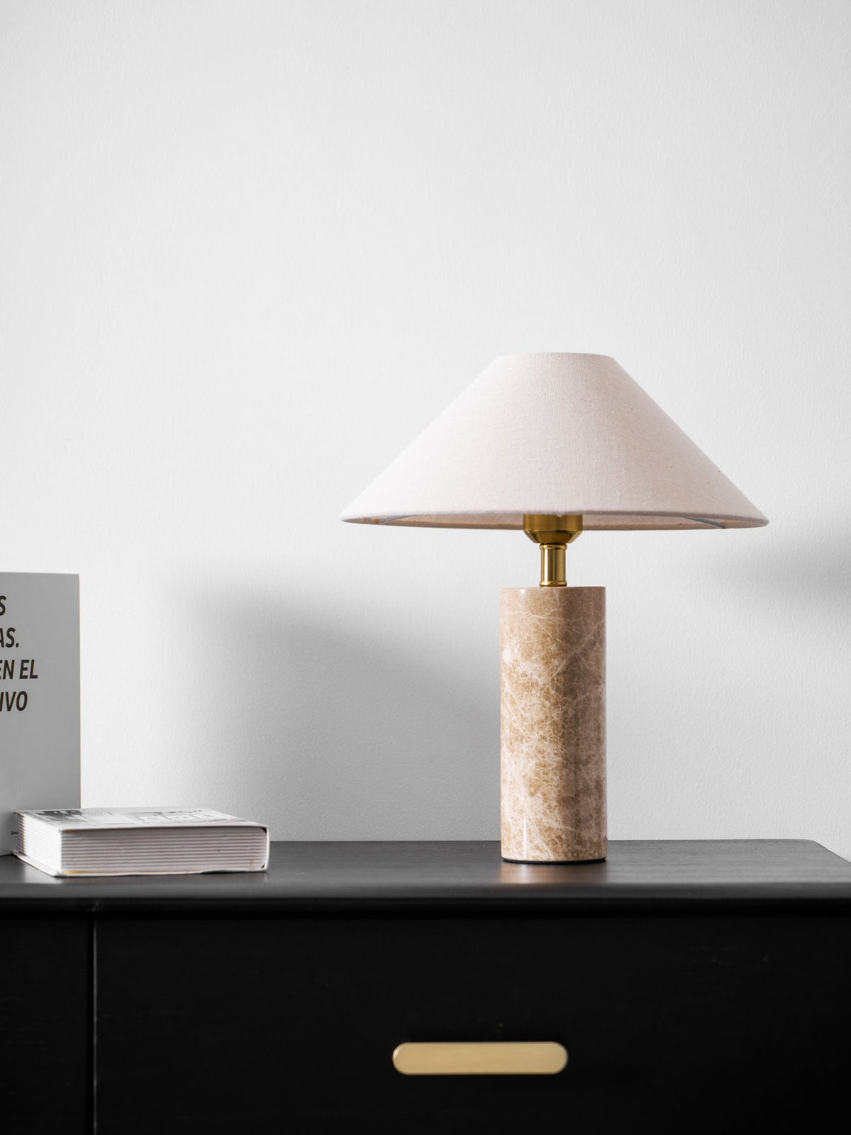 Alba Stone Table Lamp – Marble Base with Fabric Shade for Modern Interiors