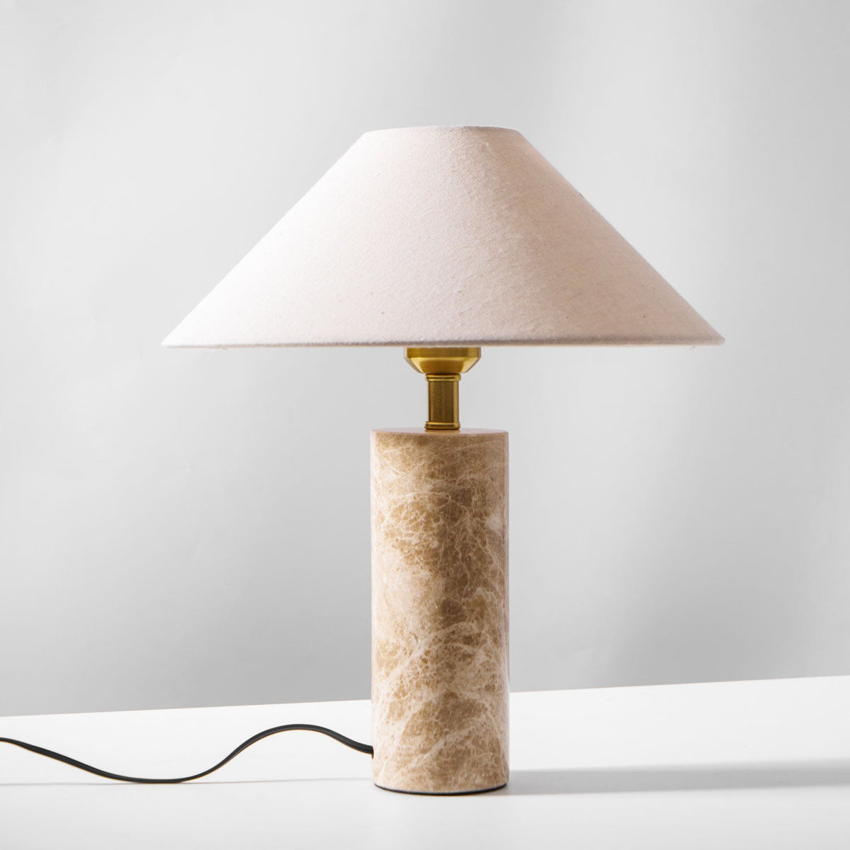 Alba Stone Table Lamp – Marble Base with Fabric Shade for Modern Interiors