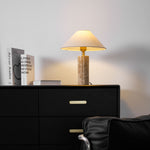 Alba Stone Table Lamp – Marble Base with Fabric Shade for Modern Interiors