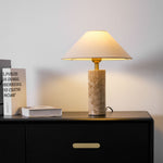 Alba Stone Table Lamp – Marble Base with Fabric Shade for Modern Interiors