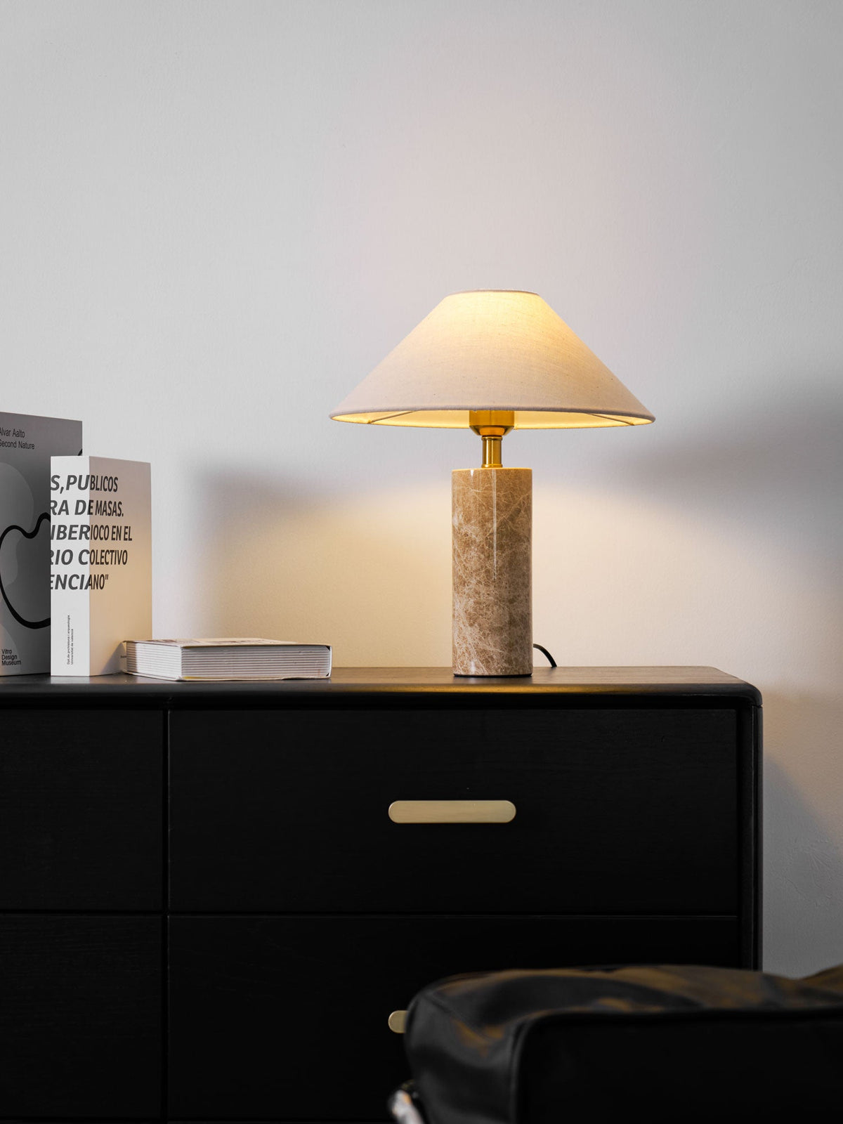 Alba Stone Table Lamp – Marble Base with Fabric Shade for Modern Interiors