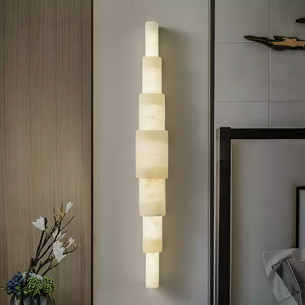 Alba Cascade Alabaster Wall Sconce – Modern LED Wall Light