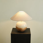 Alba Terra Ceramic Table Lamp with Linen Shade for Bedroom and Living Room