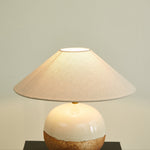 Alba Terra Ceramic Table Lamp with Linen Shade for Bedroom and Living Room