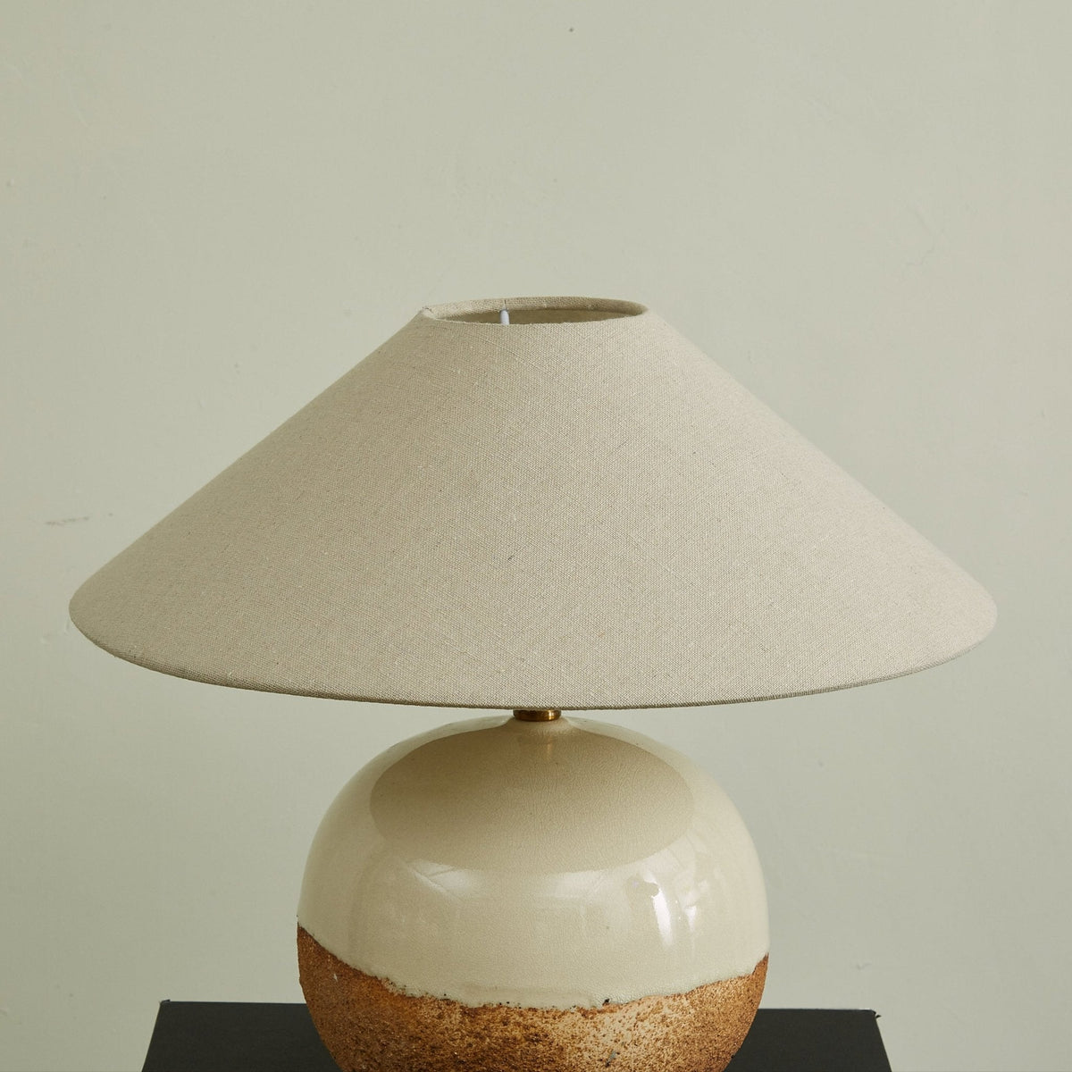 Alba Terra Ceramic Table Lamp with Linen Shade for Bedroom and Living Room