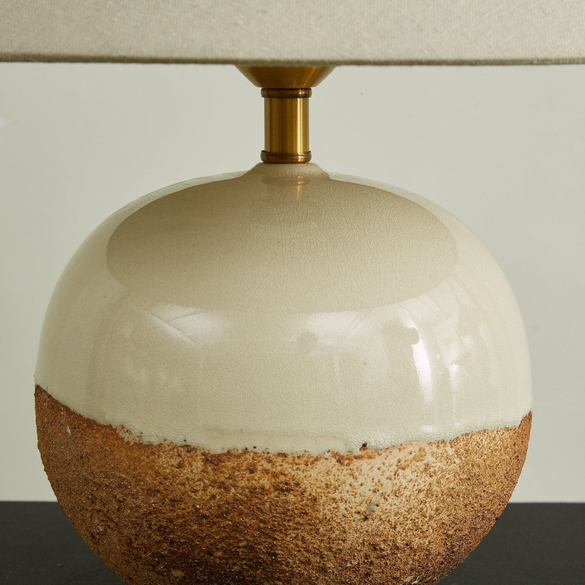 Alba Terra Ceramic Table Lamp with Linen Shade for Bedroom and Living Room