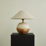 Alba Terra Ceramic Table Lamp with Linen Shade for Bedroom and Living Room