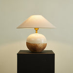 Alba Terra Ceramic Table Lamp with Linen Shade for Bedroom and Living Room