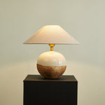 Alba Terra Ceramic Table Lamp with Linen Shade for Bedroom and Living Room