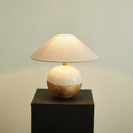 Alba Terra Ceramic Table Lamp with Linen Shade for Bedroom and Living Room