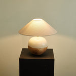 Alba Terra Ceramic Table Lamp with Linen Shade for Bedroom and Living Room