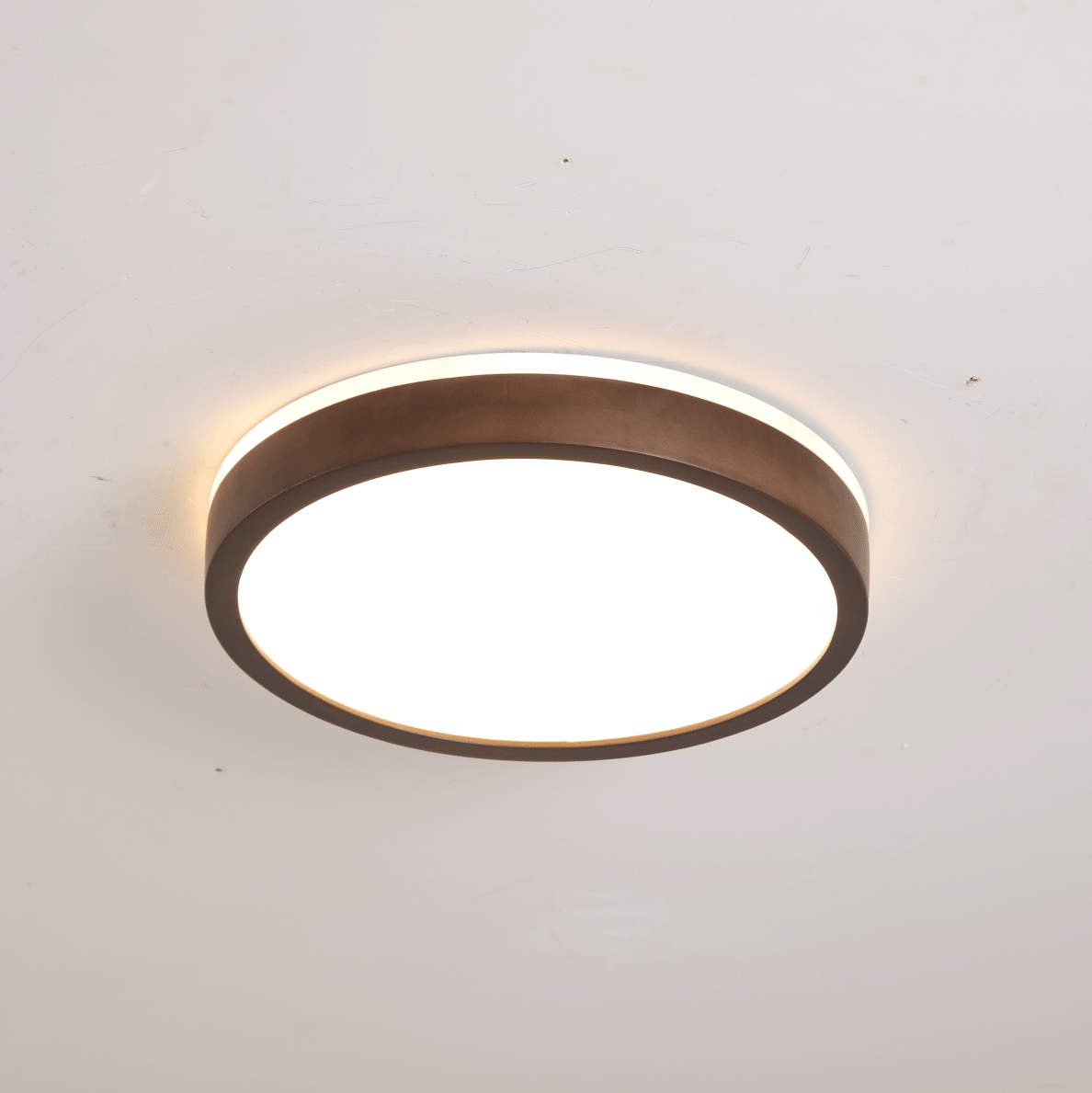 Alder Frame Wood LED Ceiling Light – Modern Flush Mount for Bedroom and Living Room
