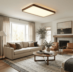 Alder Frame Wood LED Ceiling Light – Modern Flush Mount for Bedroom and Living Room
