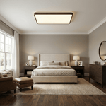 Alder Frame Wood LED Ceiling Light – Modern Flush Mount for Bedroom and Living Room