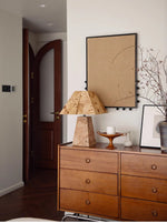 Alder Sculptural Burl Wood Table Lamp with Geometric Shade