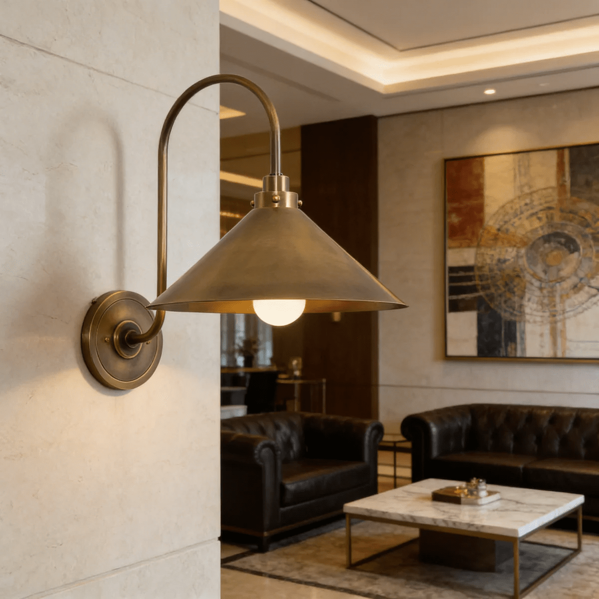 Alessia Cone Wall Sconce in Antique Brass for Modern Interiors