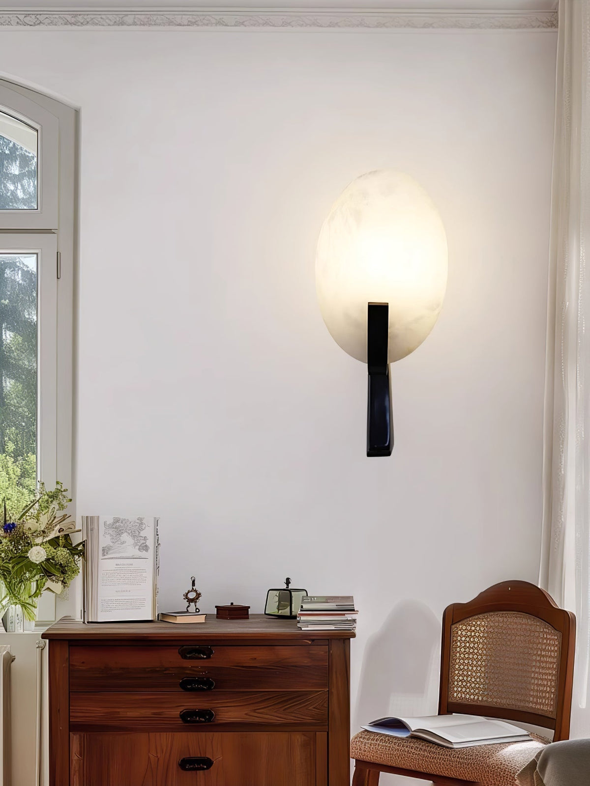 Alice Alabaster Plug In Wall Lamp