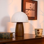 Myco Mushroom Table Lamp with Walnut Wood Base and LED