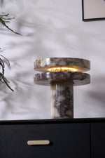 Halo Marble Table Lamp – Sculptural LED Accent Light in Natural Stone