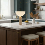 Alto Sculptural Travertine Table Lamp with Opal Glass Shade