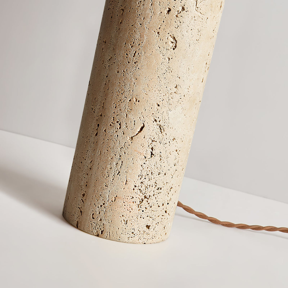 Alto Sculptural Travertine Table Lamp with Opal Glass Shade