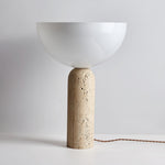 Alto Sculptural Travertine Table Lamp with Opal Glass Shade