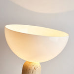 Alto Sculptural Travertine Table Lamp with Opal Glass Shade