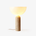 Alto Sculptural Travertine Table Lamp with Opal Glass Shade