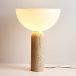 Alto Sculptural Travertine Table Lamp with Opal Glass Shade