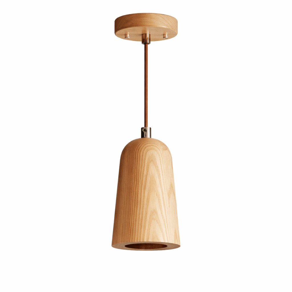 Alven Taper Wooden Pendant Light – Minimalist Hanging Lamp for Dining & Living Spaces