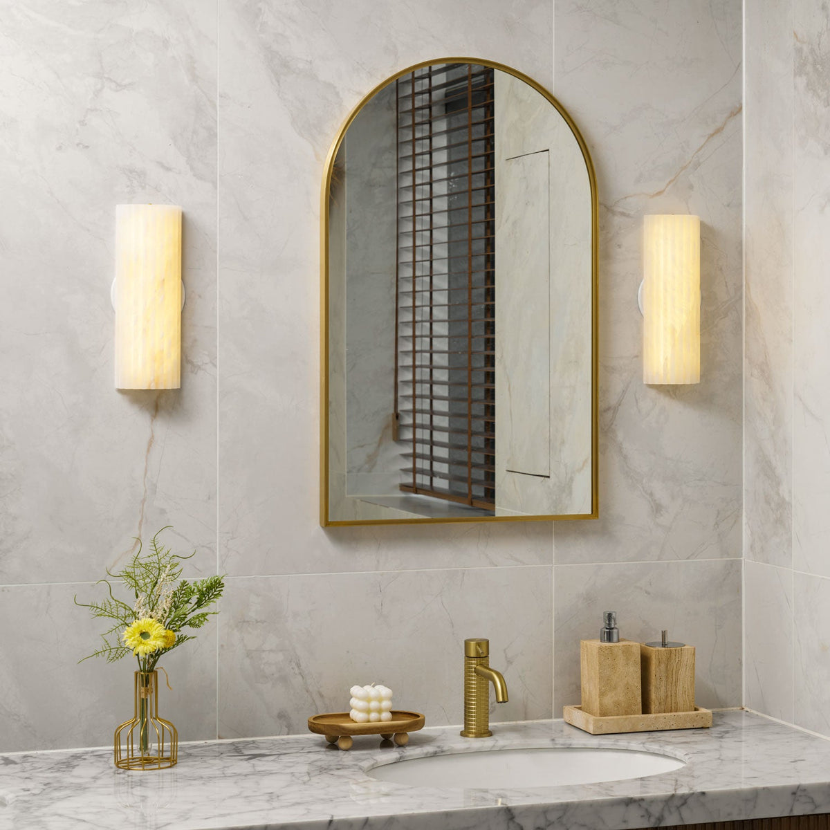 Alvia Alabaster Wall Sconce — Natural Stone LED Wall Light