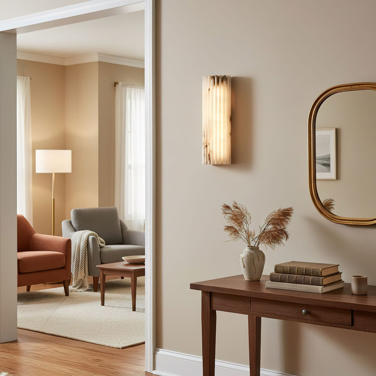 Alvia Alabaster Wall Sconce — Natural Stone LED Wall Light