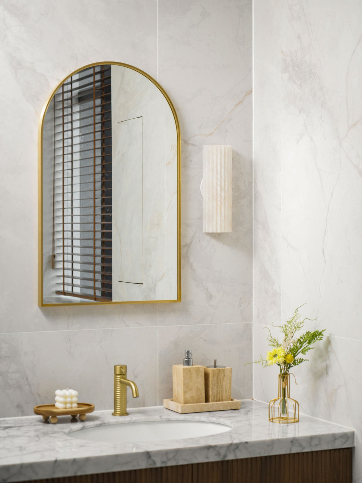 Alvia Alabaster Wall Sconce — Natural Stone LED Wall Light