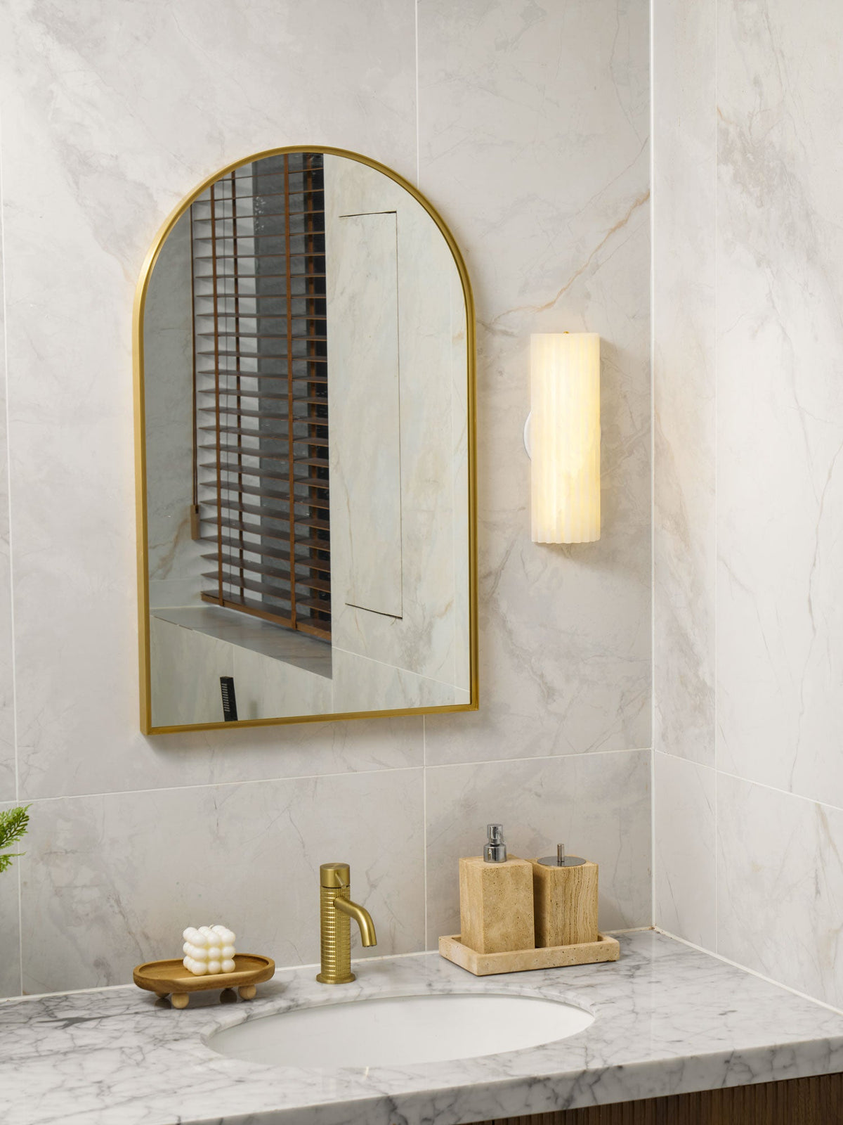Alvia Alabaster Wall Sconce — Natural Stone LED Wall Light