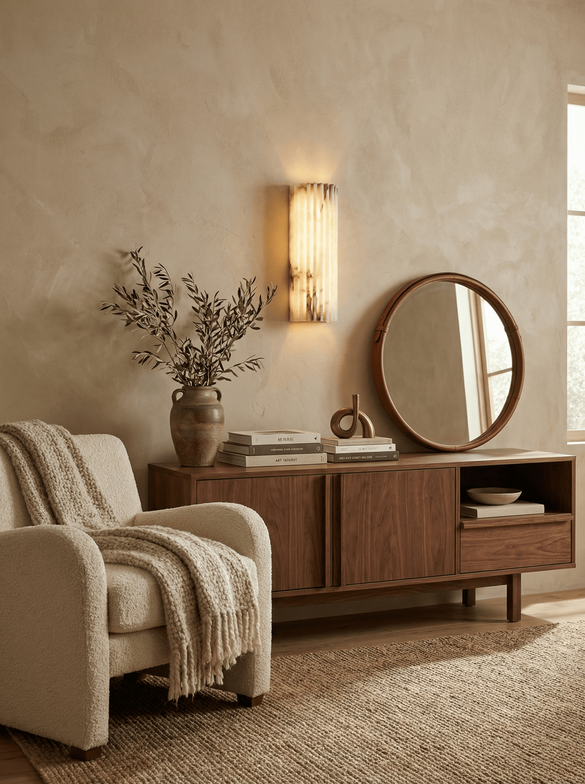 Alvia Alabaster Wall Sconce — Natural Stone LED Wall Light