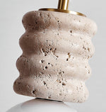 Alvia Travertine Pendant Light – Sculpted Stone & Brass Modern Hanging Lamp