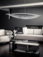Amaca Crystal LED Linear Pendant Light, Modern Minimalist Chandelier