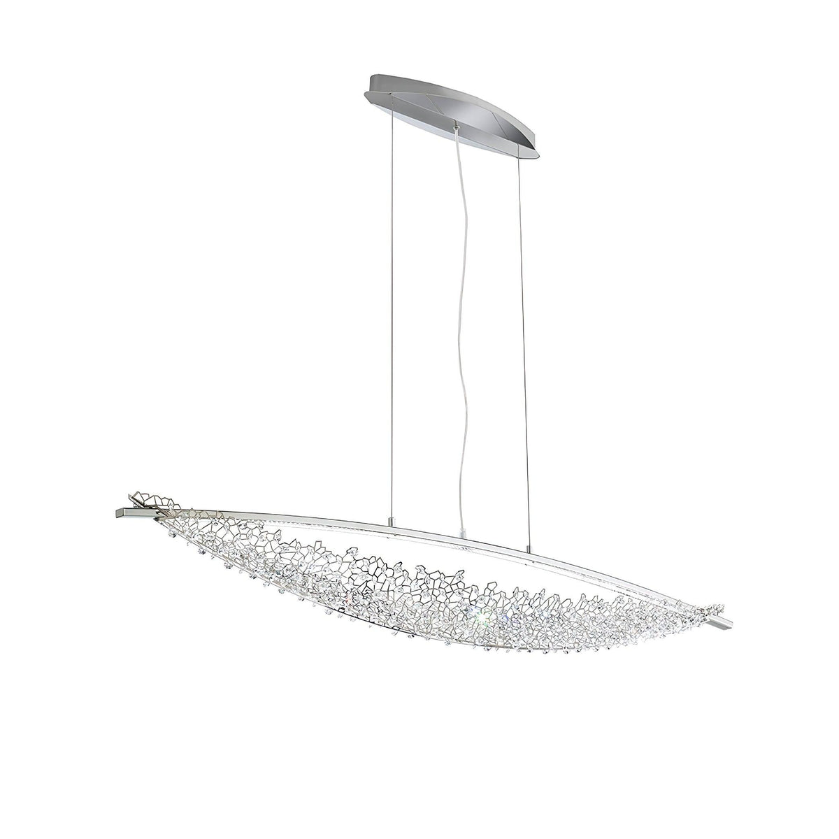 Amaca Crystal LED Linear Pendant Light, Modern Minimalist Chandelier
