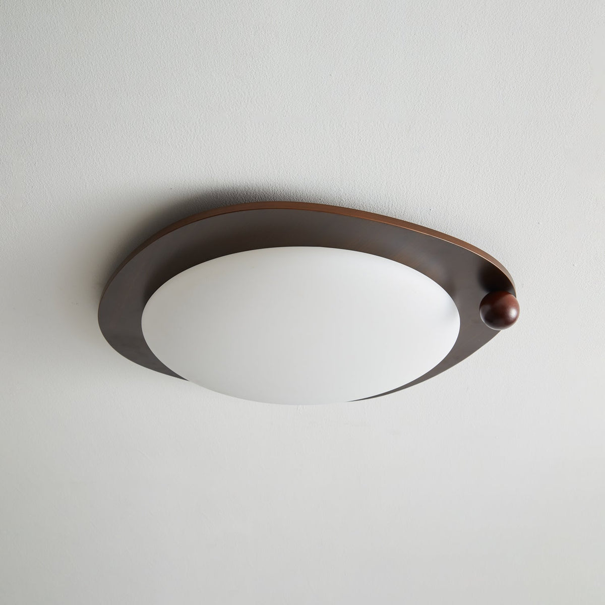 Amalphi Oval LED Ceiling Light with Walnut Wood Grain Finish